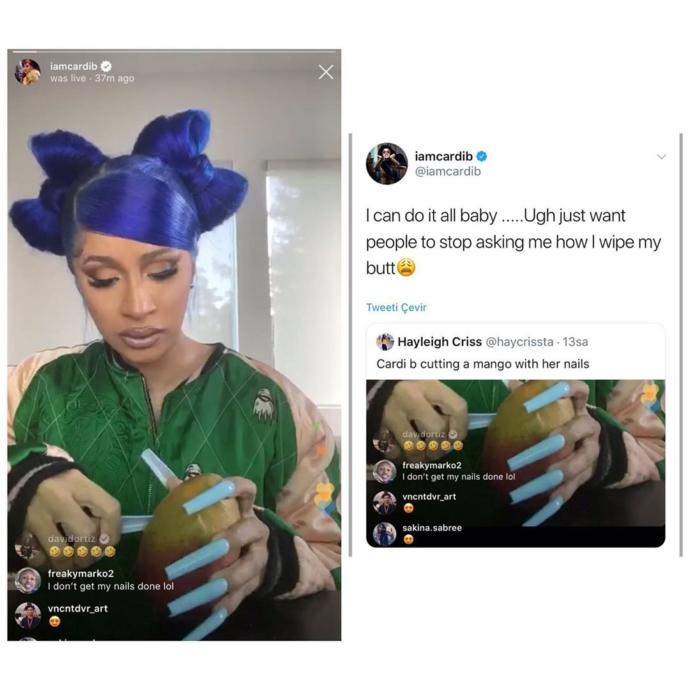 Cardi B: Popomu nasıl sildiğimi sormanızdan sıkıldım diyerek isyan etti. Peki sizin sıkıldığınız bir konu var mı?