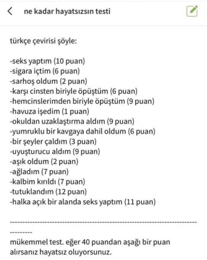 Ne kadar hayatsızsınız testi :) Hadi bakalım kaç puan alacaksınız?