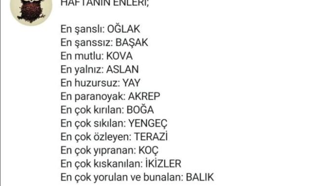 Sizin için haftanın en'i nedir?