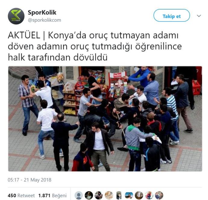 Ülkemizde gelenek haline gelen Oruç tutmadığı için dayak yedi. haberi sizce bu Ramazanda ilk olarak hangi şehirden gelir?