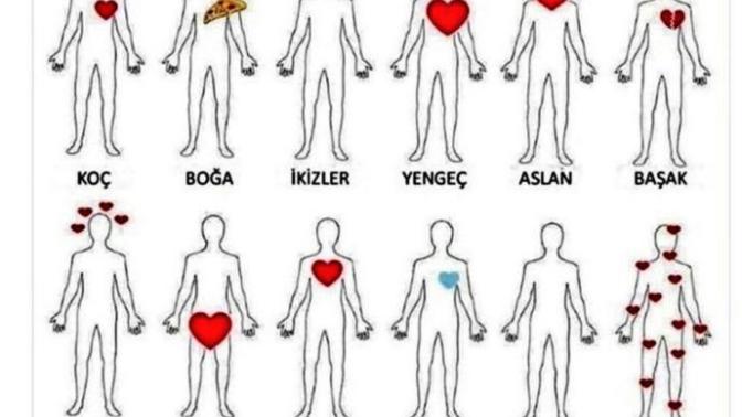 Aşağıdaki burç görseline göre, senin kalbin nerede?