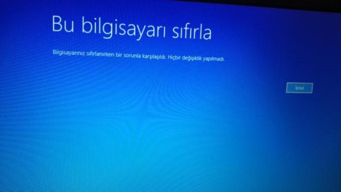 Bilgisayarı sıfırlayamıyorum?