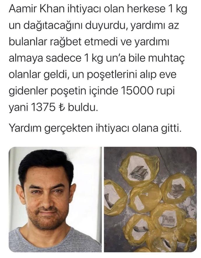 İhtiyaç sahiplerine 1 kg un dağıtan Aamir Khan’ın yardımı beğenilmedi, ne düşünüyorsunuz?