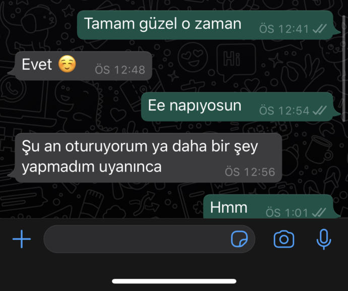 Flörtümle buluştuk ama sonda konuşmadık?