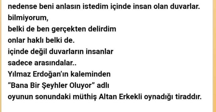 Tiyatro Yetenek sınavı için Yılmaz Erdoğan Yalnızlık tiradını önerir misiniz?