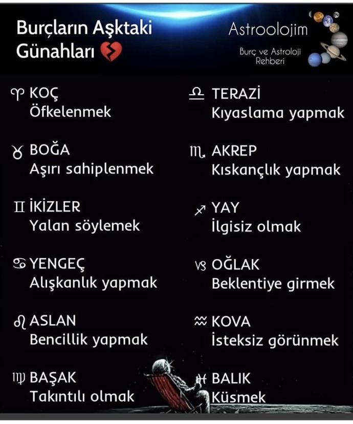 Burçların Aşktaki günahları nedir?