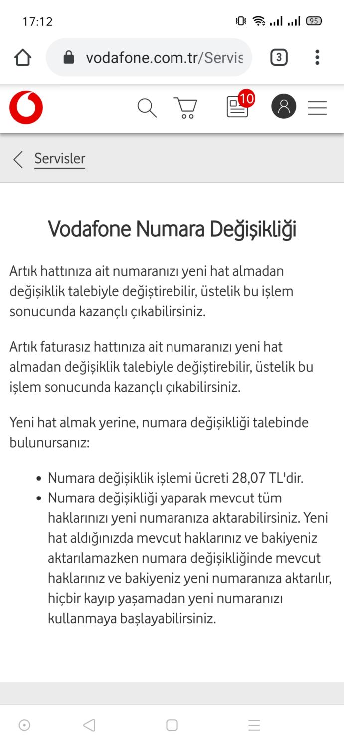 Vodafone numara değiştirme?