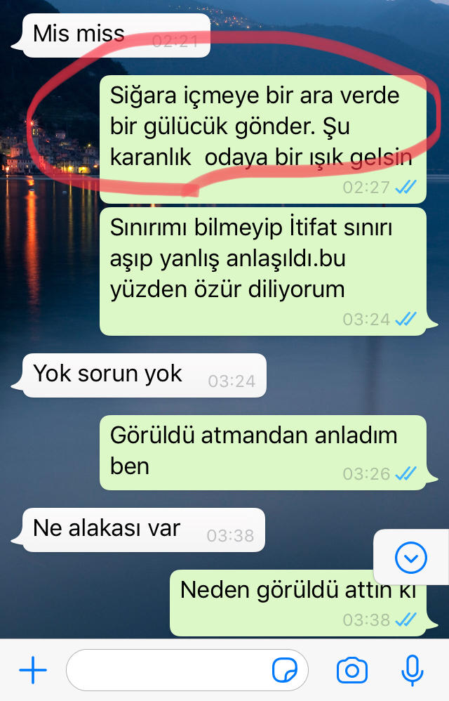 Arkadaşlar işaretlediğim yerde kıza itifat ettim neden görüldü attı?