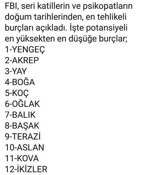 Sırasıyla en tehlikeli burçlar hangileriymiş bir bakalım mı?