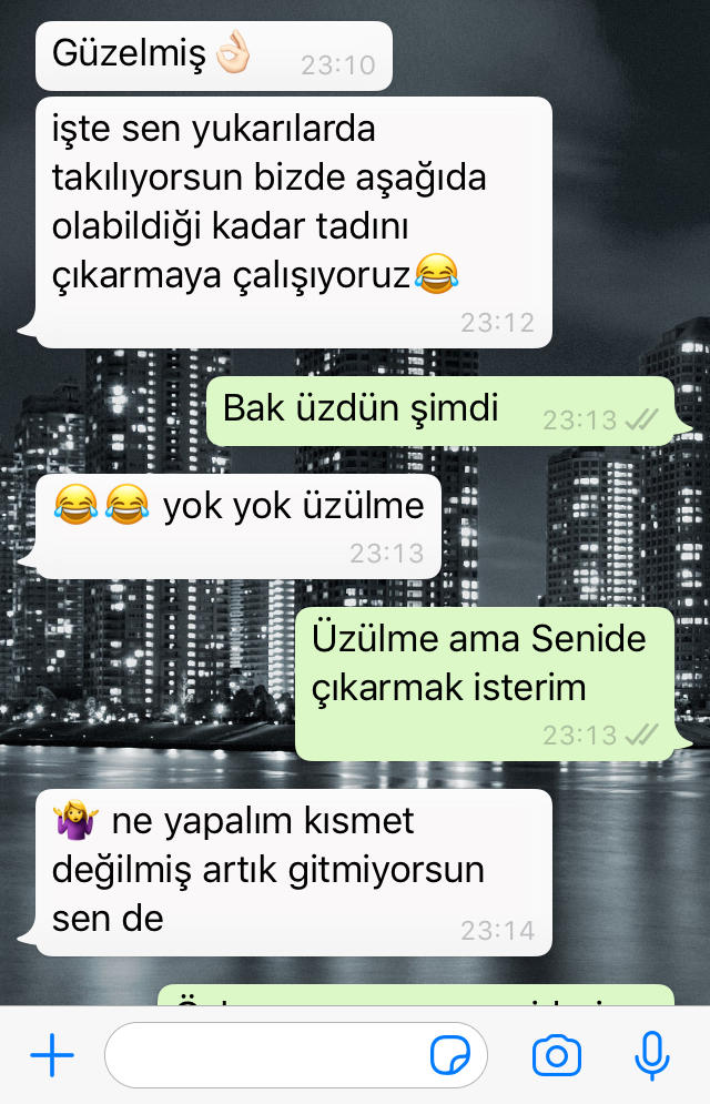 Flörtüm benden buluşmak istemiyor mu?