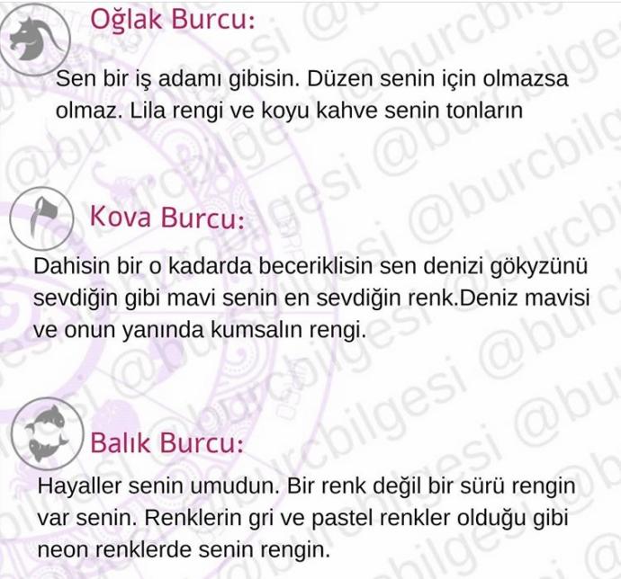 Burçların rengi nedir?
