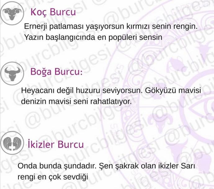 Burçların rengi nedir?