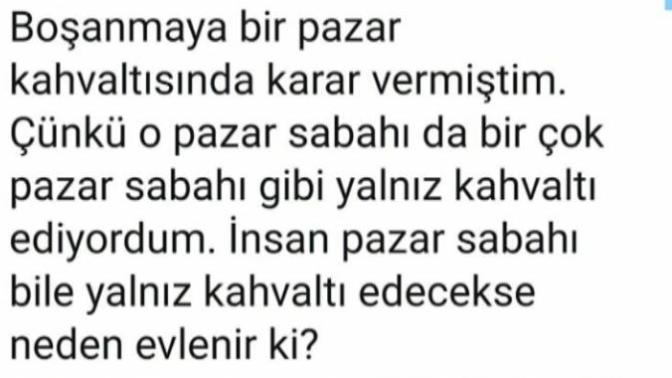 Pazar sabahı kahvaltı edemeyeceğiniz birisiyle evlenir misiniz?