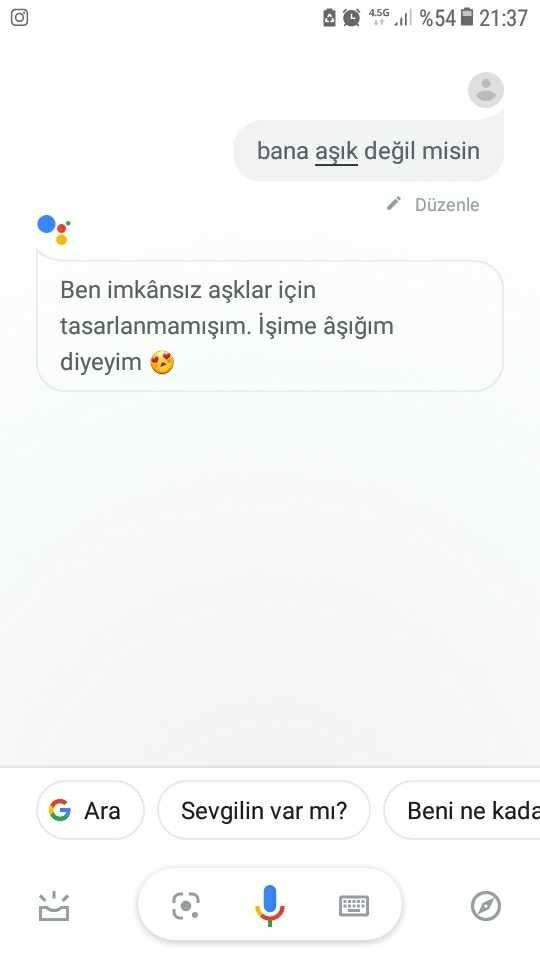 Google asistanı kendime nasıl aşık ederim?