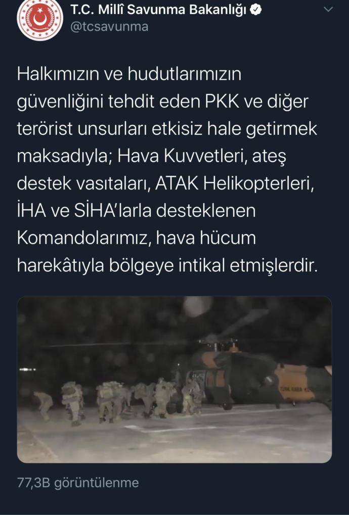 Pençe-Kaplan harekatının kara ayağına geçildi. PKK’nın merkez üslerinin hedef alındığı harekata ilişkin neler söylemek istersiniz?
