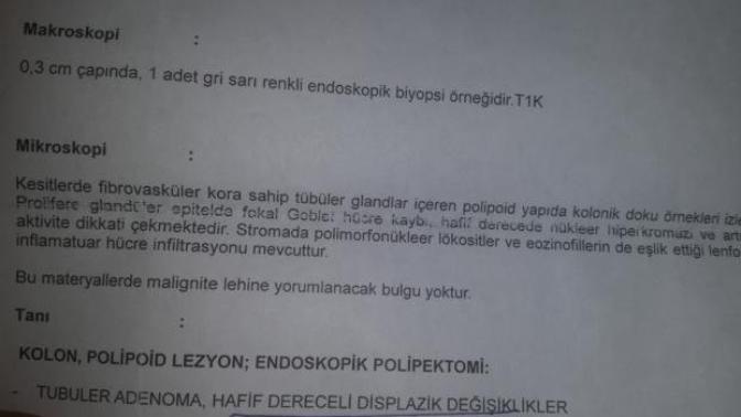 Bağırsak polip patoloji sonucundan anlayan var mı?