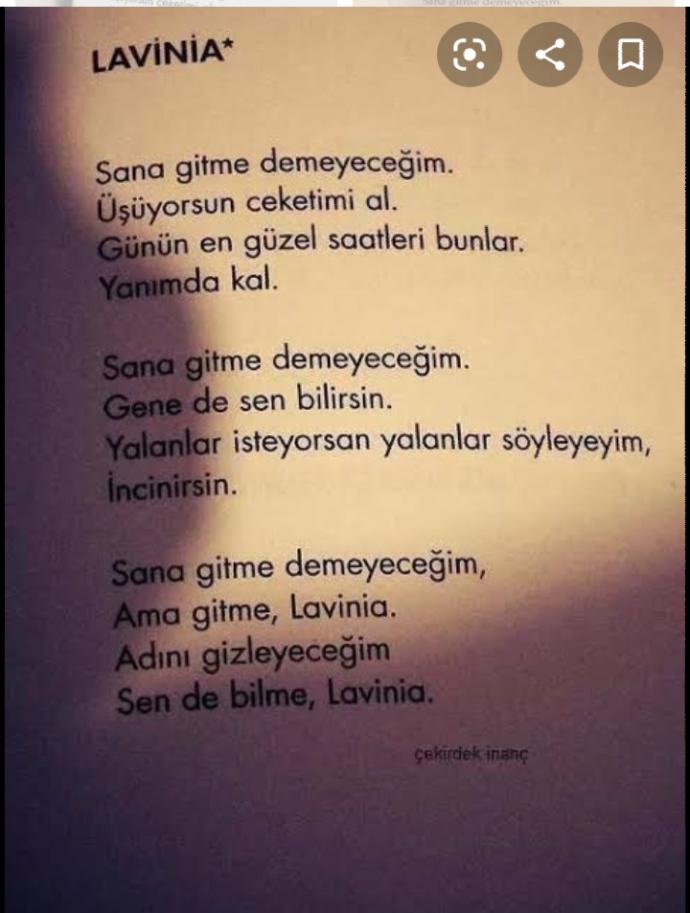 Şiir sevmem ama bu şiir her defasında beni duygulandıriyor. :/ 🍓🍫