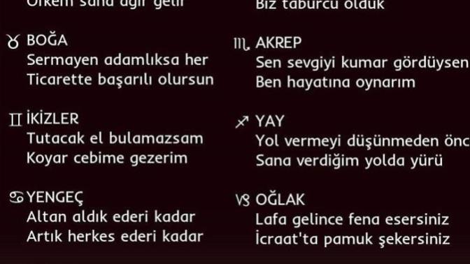 Burçlardan atarlı giderli sözler nelerdir?