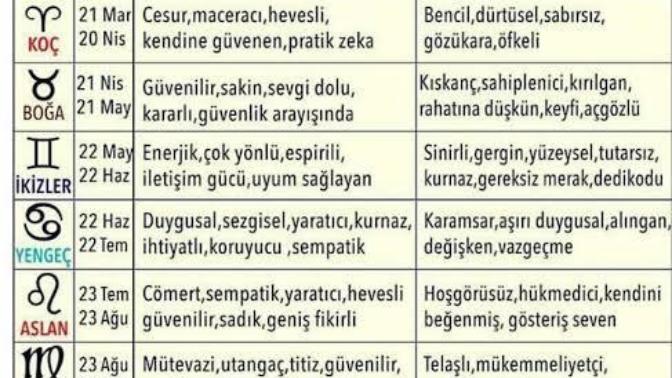 Burcunuzun en olumlu ve en olumsuz özellikleri nelerdir?