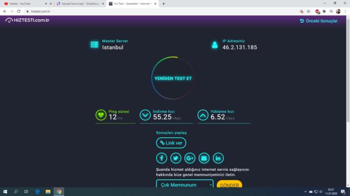 Upload hızınız kaç?