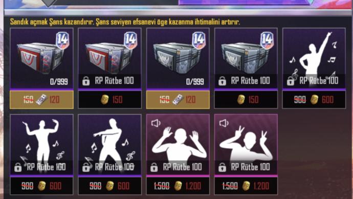 PUBG 14. Sezon emojileri için kaç uc gerekli?