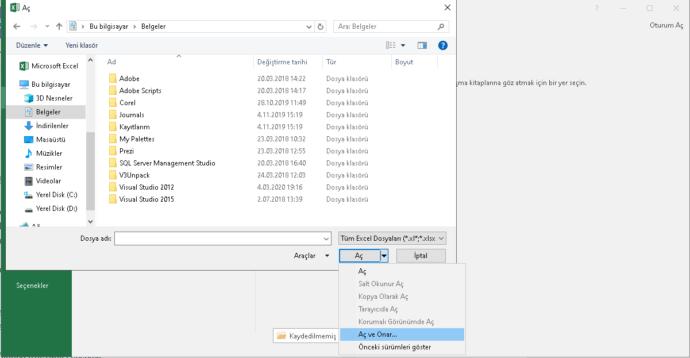 Excel-Aç ve Onar