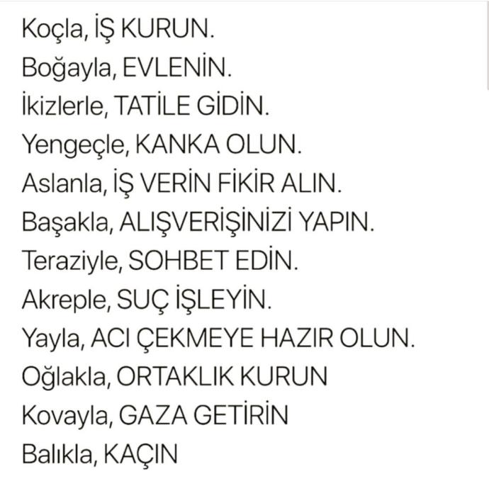Hangi burç ile ne yapılır?