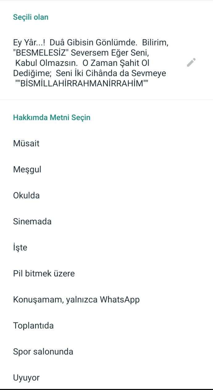 Selam, watsapp durumunuzda ne yazıyor?