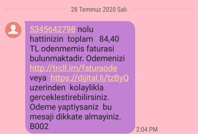 Telefonuma böyle mesajlar geliyor, ciddi bir şey mi yoksa yanlışlıkla mı gönderilmiştir?