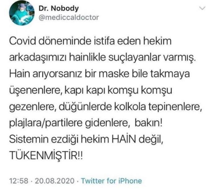 Covid döneminde istifa eden doktorlar sizce hain midir?