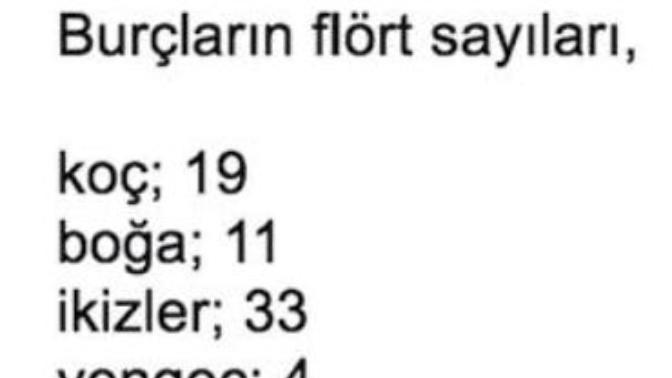 Burçların flört sayıları kaçtır?