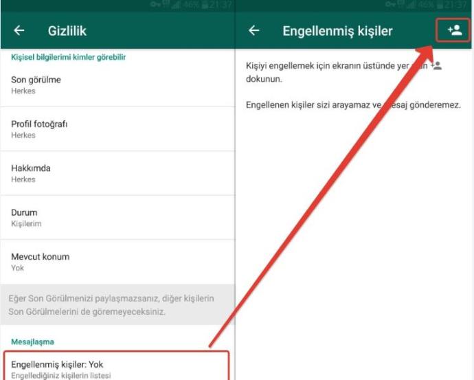 WhatsApp engellenen kişi listesi