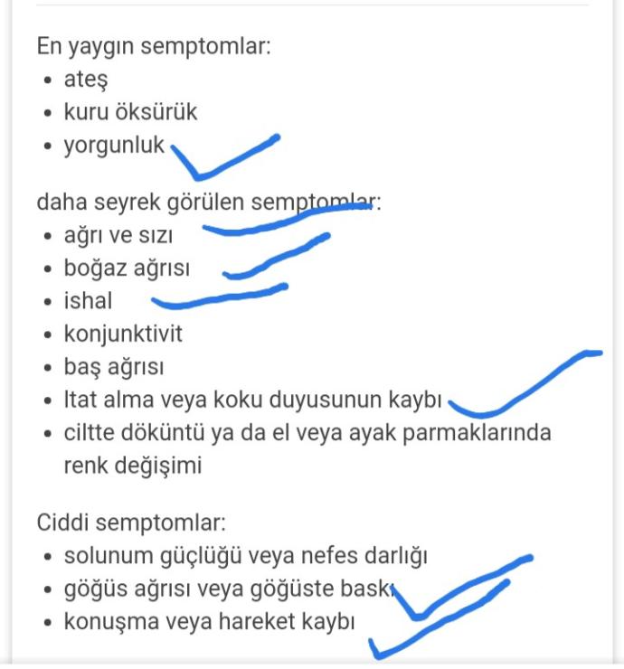 Korona virüs belirtileri yaşıyorum test yaptırmalı mıyım?