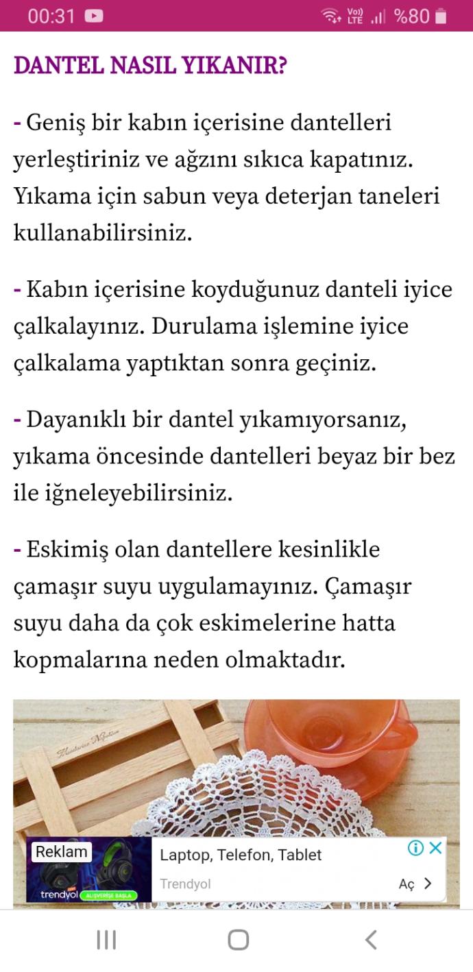 Dantel parçalarının bakımı ve yıkanması nasıl olmalı?