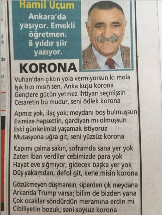 Coronaya ne söylemek isterdiniz?