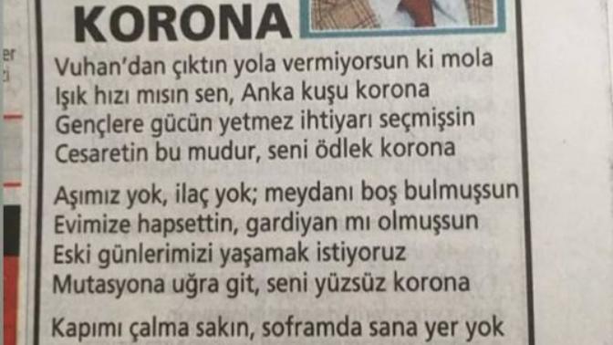 Corona'ya ne söylemek isterdiniz?