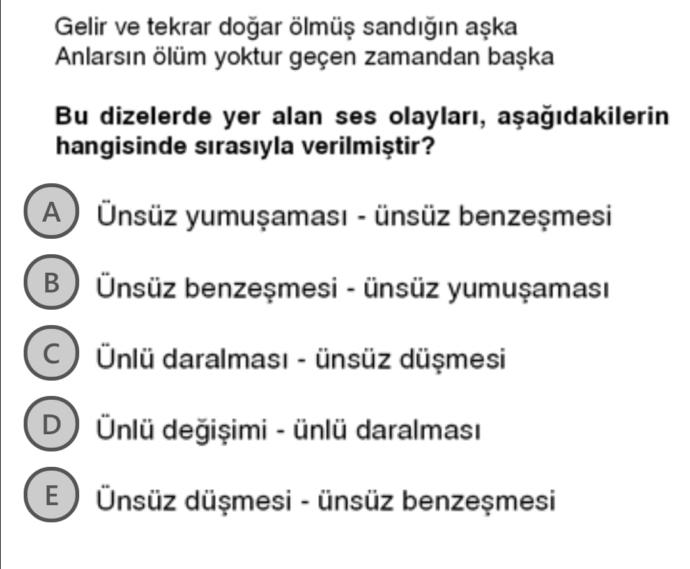 Ses bilgisi sorusu?