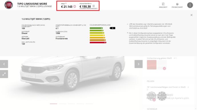 Almanya Fiat Egea Fiyat Listesi