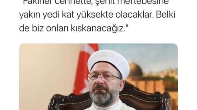Diyanet işleri başkanı Ali Erbaş'ın bu sözü hakkında ne düşünüyorsunuz?