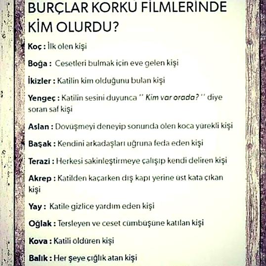 Korku filminde, hangi karakter olurdun?
