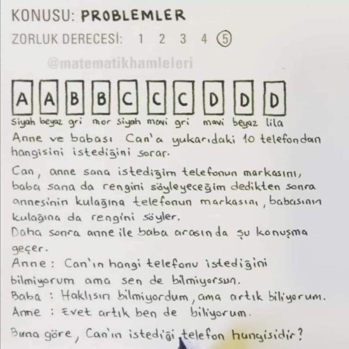Zekasına güvenenler içeri. Çözebilenlerden cevapları alayım?