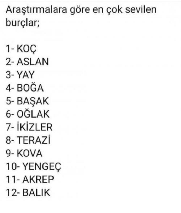 En çok sevilen burçlar hangileridir?