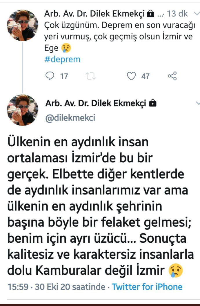 İzmir depremi ile alakalı "Zinanın merkezi İzmir'e iyi olmuş" paylaşımları yapanlara ne söylemek istersiniz?