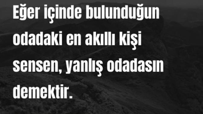 "Eğer içinde bulunduğun odadaki en akıllı kişi sensen, yanlış odadasın demektir." sözüne katılıyor musunuz?