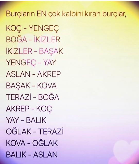 Burçların en çok kalbini kiran burçlar?