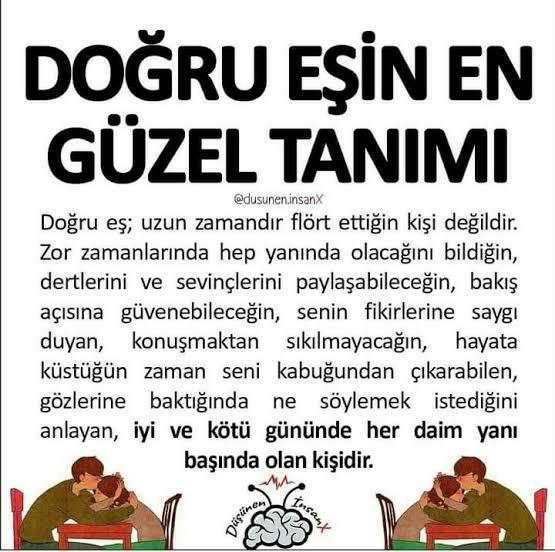 Kendinize göre doğru eşin tanımını yapar mısınız?