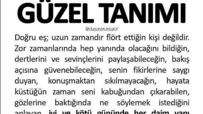 Kendinize göre doğru eşin tanımını yapar mısınız?
