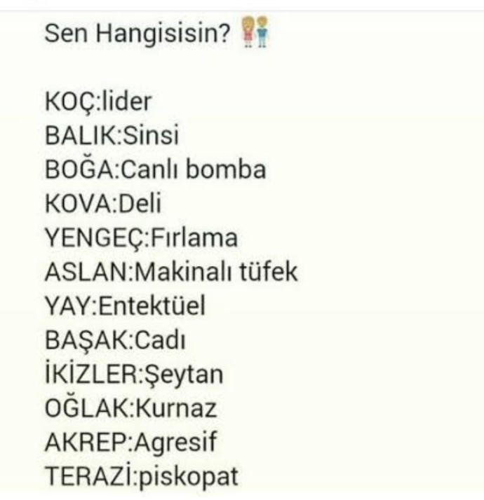 Burcuna göre hangisisin?