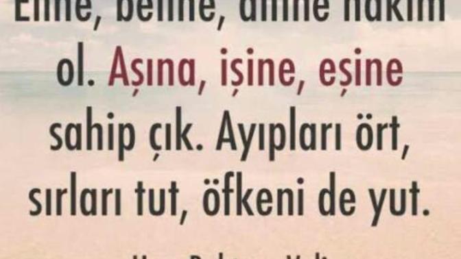 "Eline, diline, beline, sahip ol" sözünü nasıl yorumluyor sunuz?
