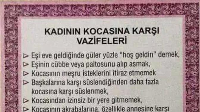 Kadının kocasına karşı görevleri nelerdir?